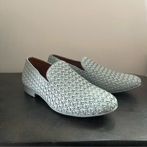 ALDO Men’s Woven Leather Loafers Pale Blue Slip On Shoes Size 8